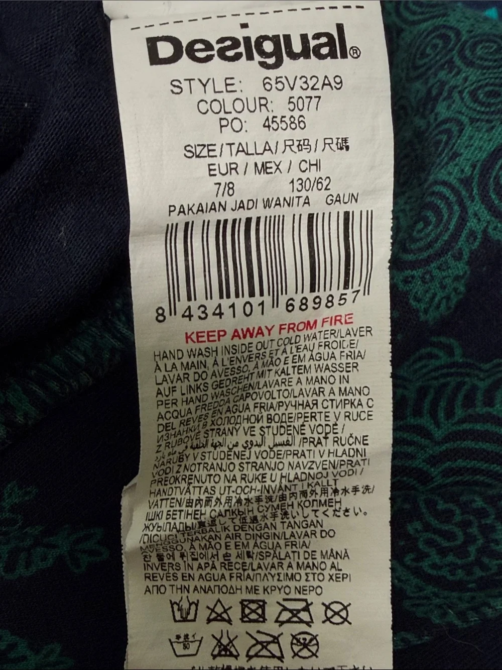 Desigual Girls Teal, Pink & Navy Floral Graphic Abstract Print Dress Size 7/8